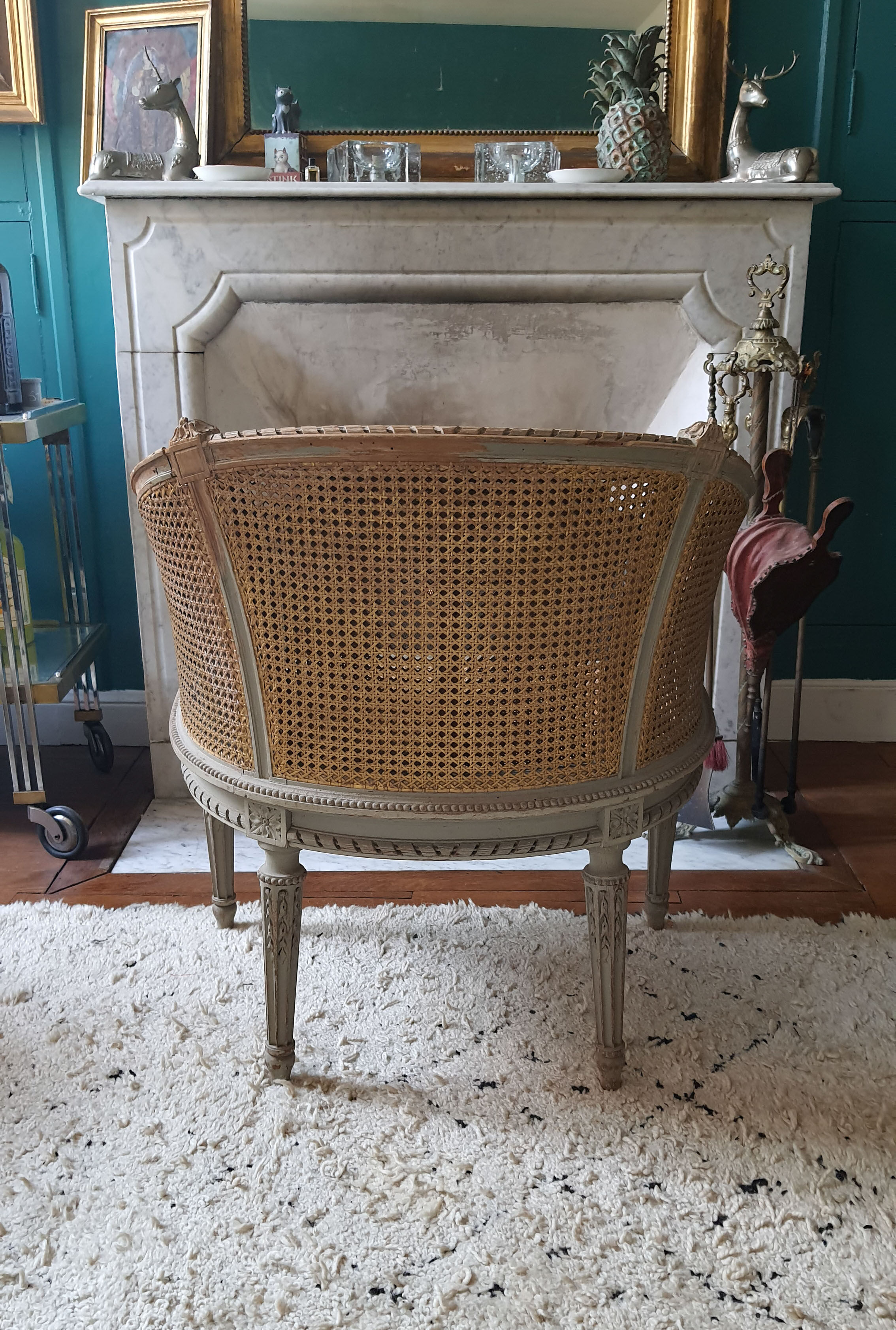 Bergere Louis XVI in wood and double canning