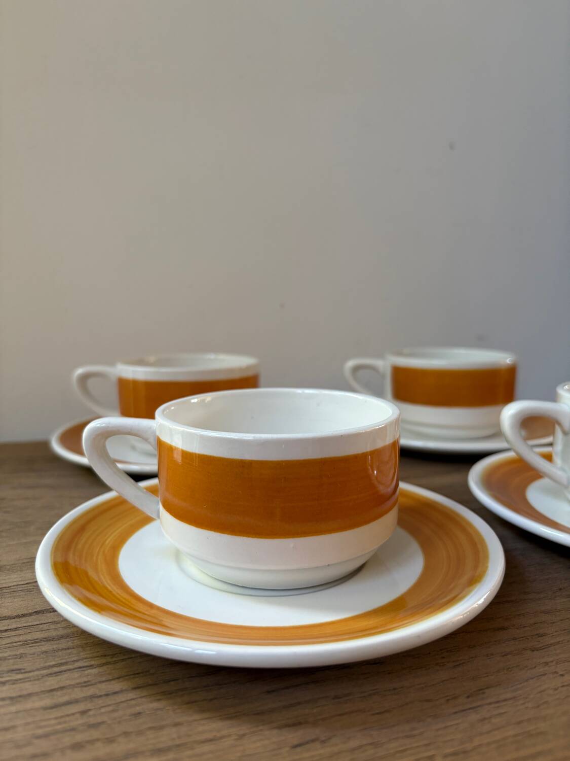 4 Luneville cups and saucers, Florence model, vintage