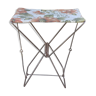 FISHING STOOL, FOLDING camping metal structure and floral pattern canvas, vintage 1970