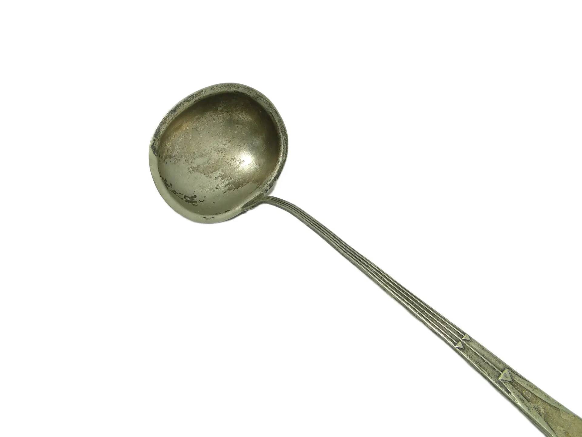 Art Nouveau soup ladle, silver-plated alpacca, Kummer, Poland, 1920s.