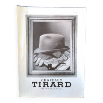 A paper advertisement from a period magazine from the year 1937 tirard hats