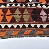 4x10 Red Green Tribal Kilim Rug 130x295Cm