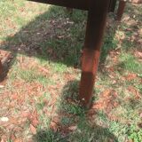 Pine plank top and oak farmhouse table with single drawer 185/96- 74 h