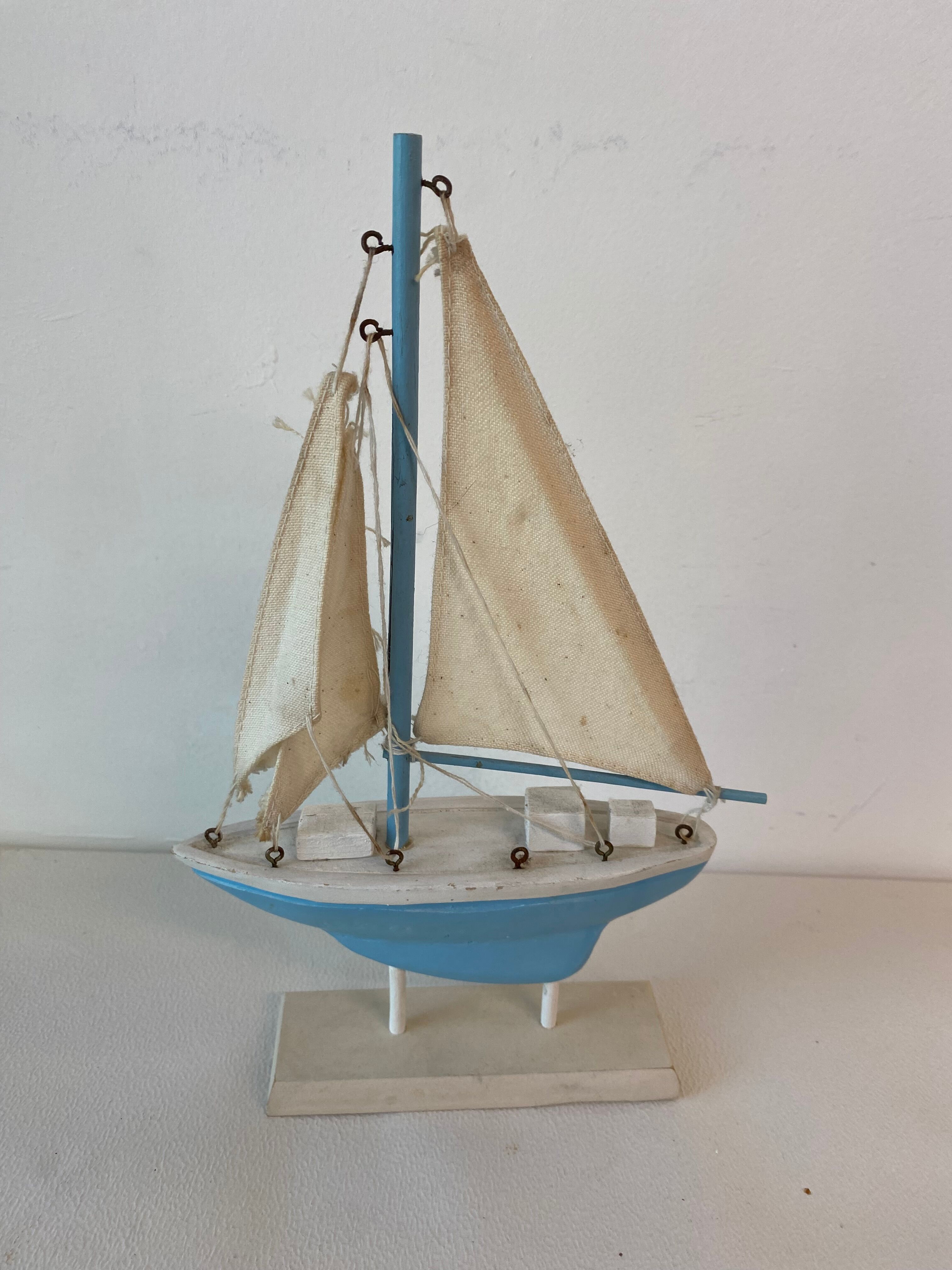 Blue and white boat