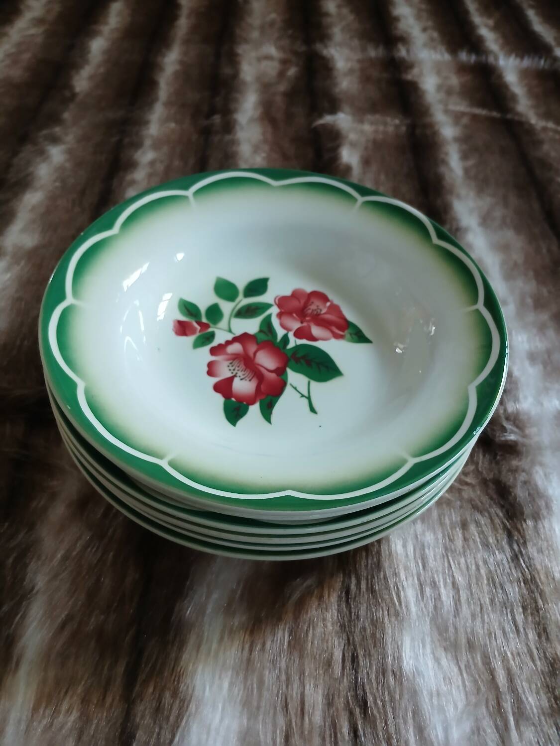 6 antique deep plates from Digoin and Sarreguemines