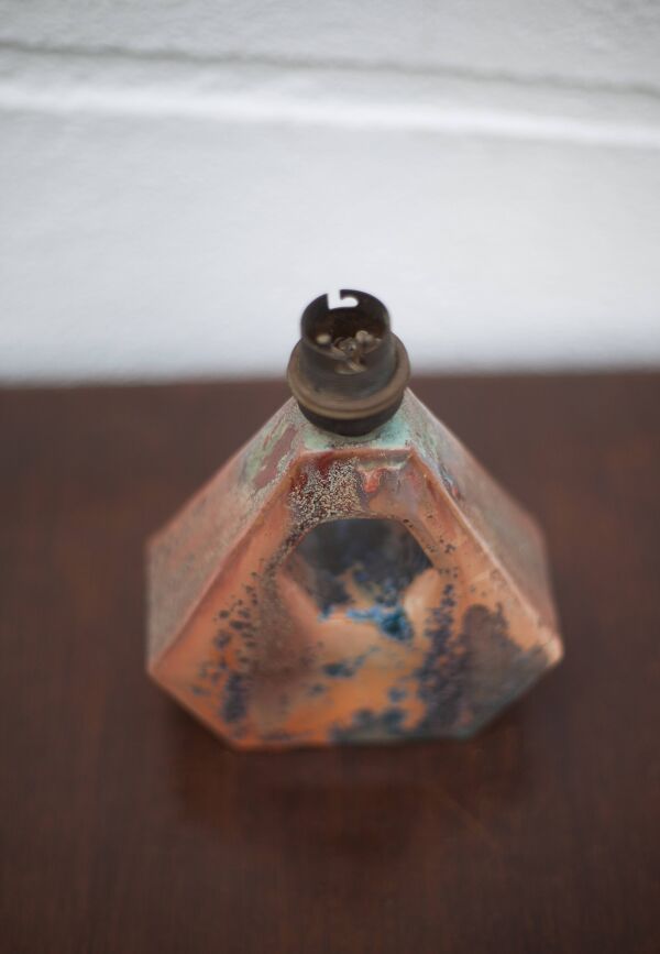 Lampe vintage, lampe grès cristallisé, lampe à poser, lampe de chevet, art déco, poterie, 50's