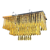 Impressive Mid-Century Modern Amber "Drops Murano Glass Flush Mount