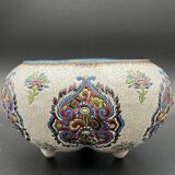 Late 19th century glazed earthenware planter, Longwy enamel style - 648003
