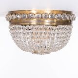 Lampe de plafond antique en cristal des années 1930