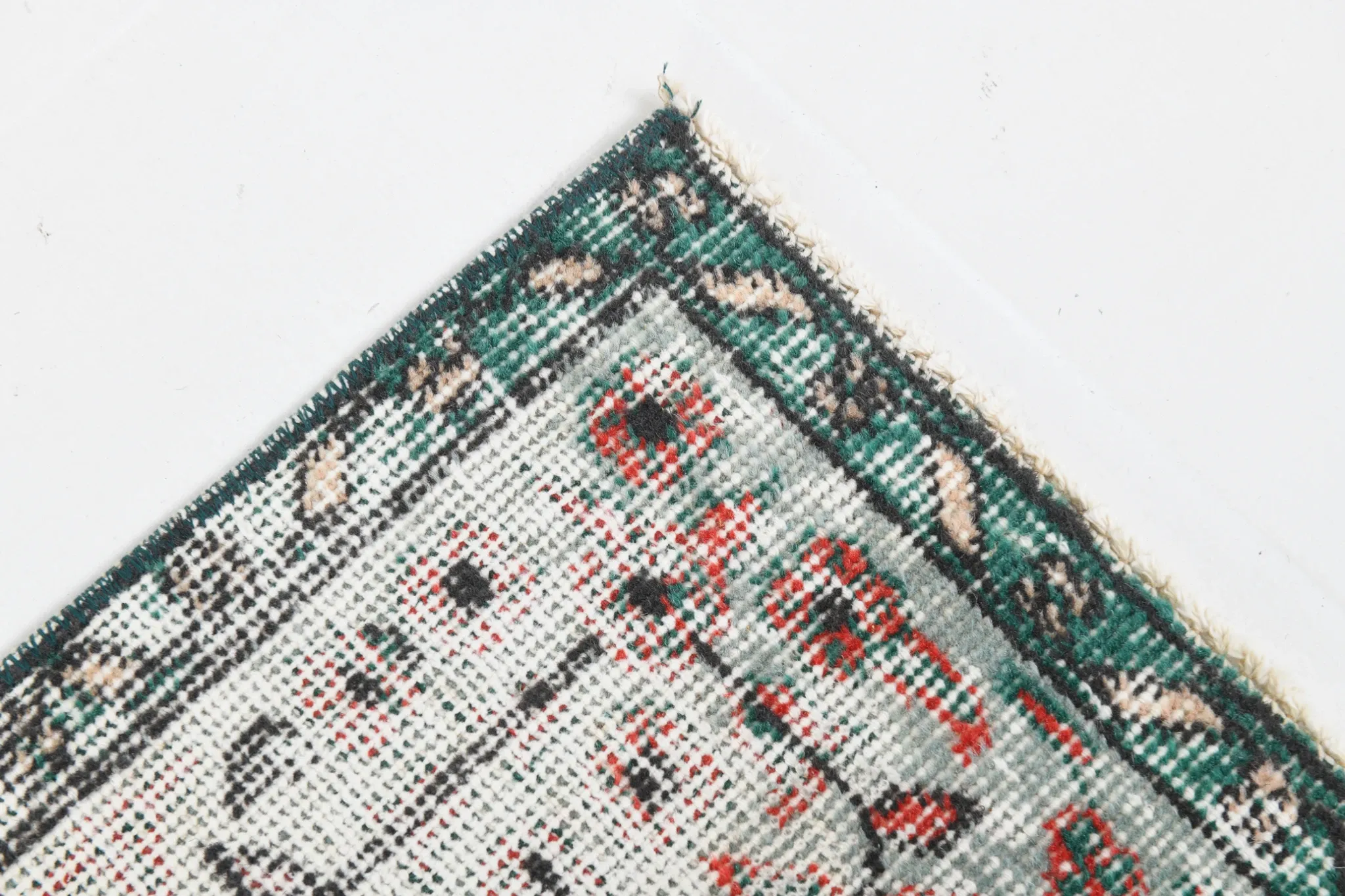 Dusty Red & Green Turkish Vintage Rug, Persian Style Oriental Carpet,