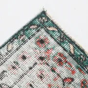 Dusty Red & Green Turkish Vintage Rug, Persian Style Oriental Carpet,