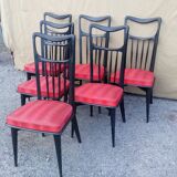 6 black lacquered chairs from the 1950