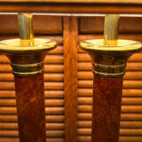 Deknudt Double Column Lamp – Wood, Brass, Marble – Restored