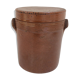 Old stoneware pot with lid