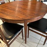 Table ronde extensible Palissandre Danemark vintage 1970