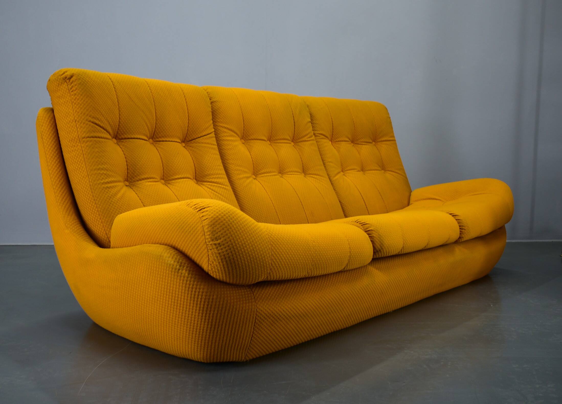 20th century, yellow Atlantis three-seater sofa, 1960s