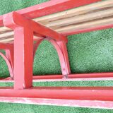 Luge vintage biplace traîneau bois de chêne 1930's 106 cm