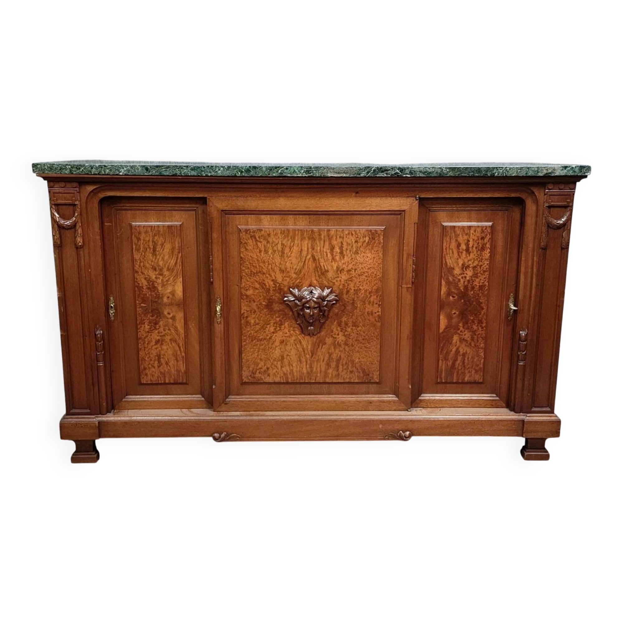 Louis XVI style mahogany and burl wood sideboard, 19th century