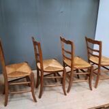 Suite of 4 rustic straw chairs