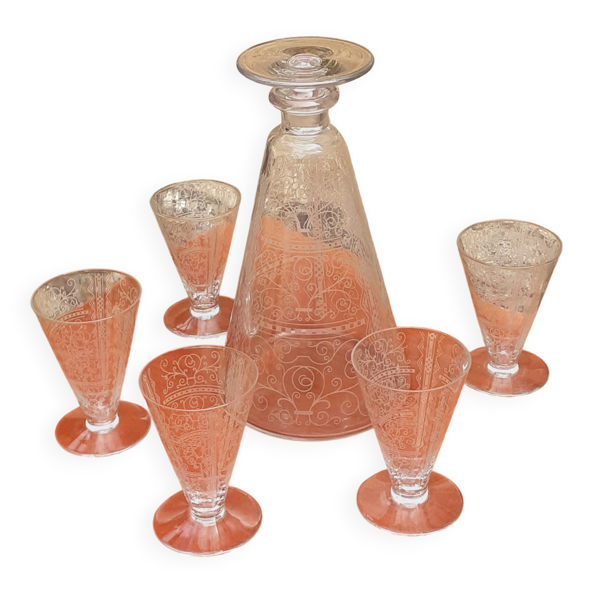 Carafe and Crystal Glasses from Baccarat Model Lido