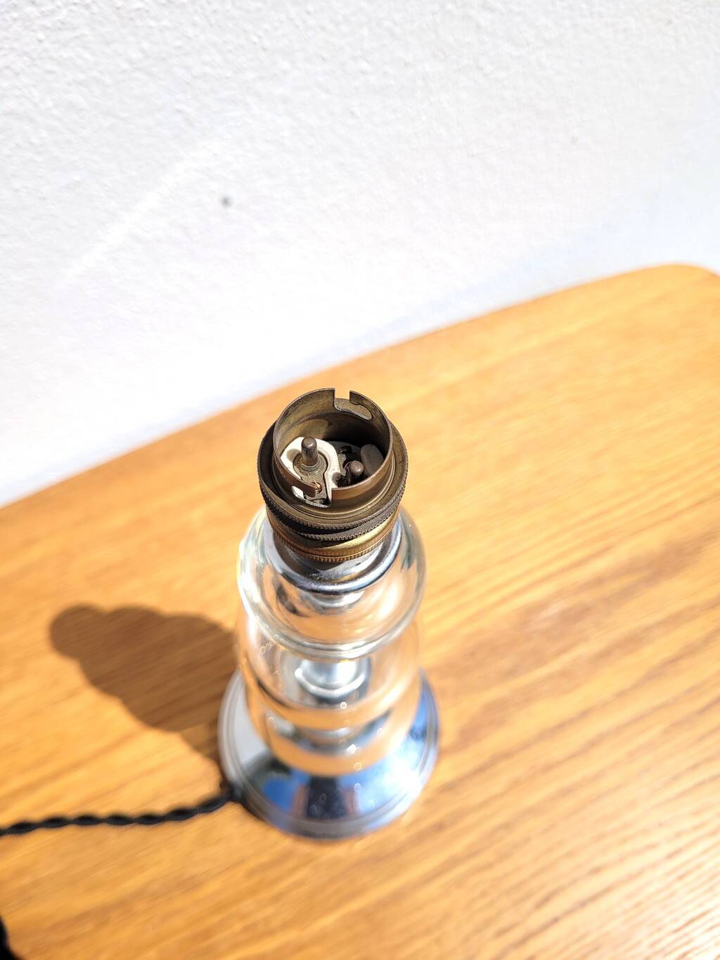 Chrome lamp base and glass balls dlg J. Adnet