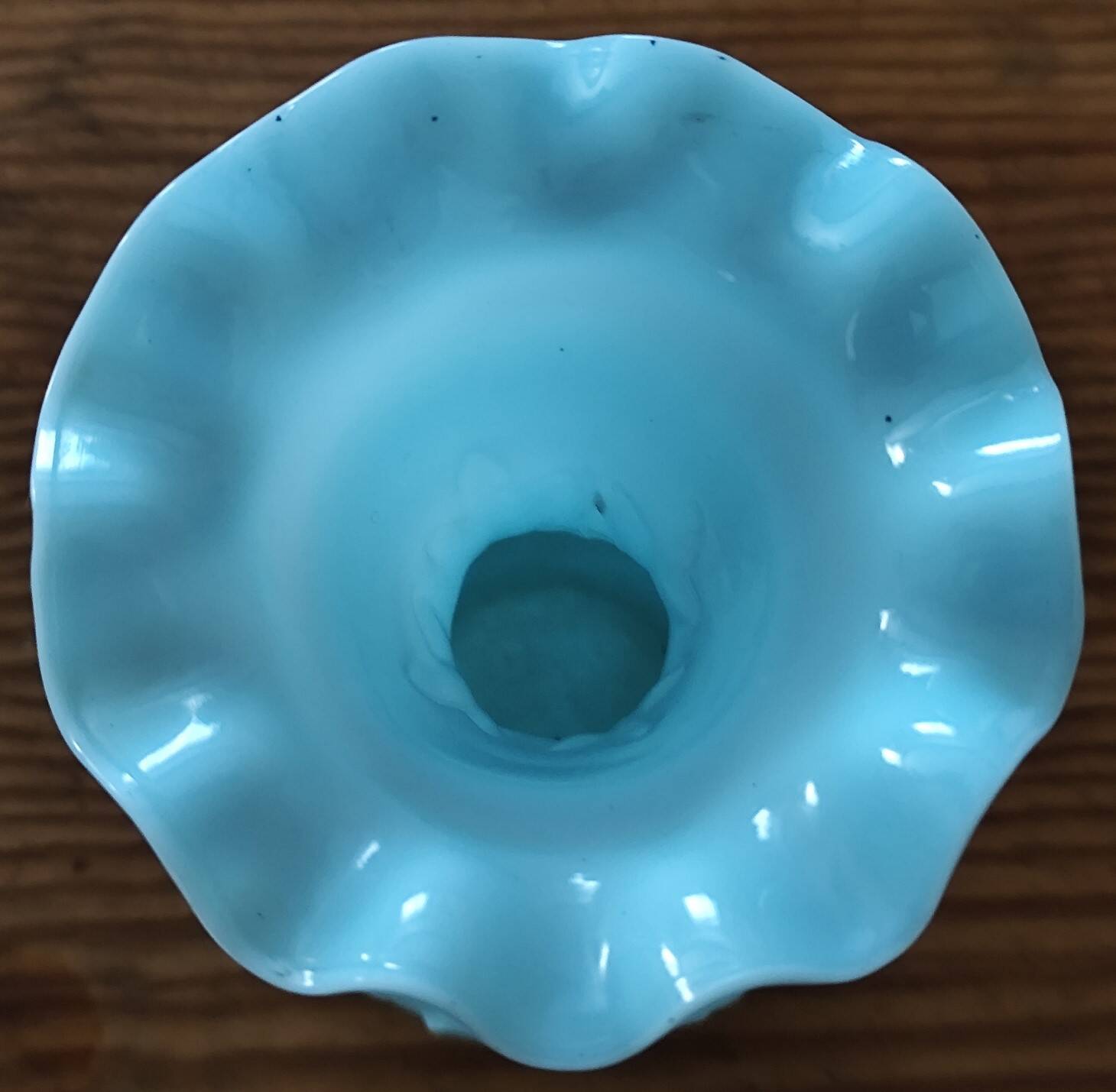 Fair Opaline Vase, Blue/Green, Decorated with Flowers and Foliage.