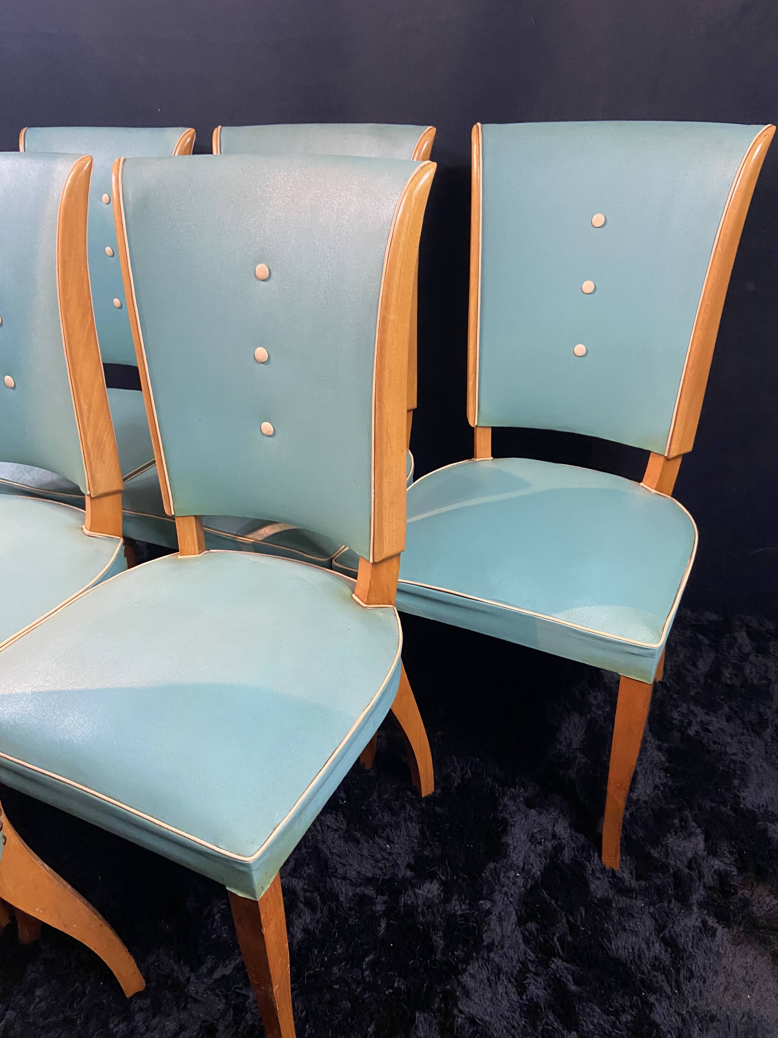 Suite 6 chaises design moderniste 1950