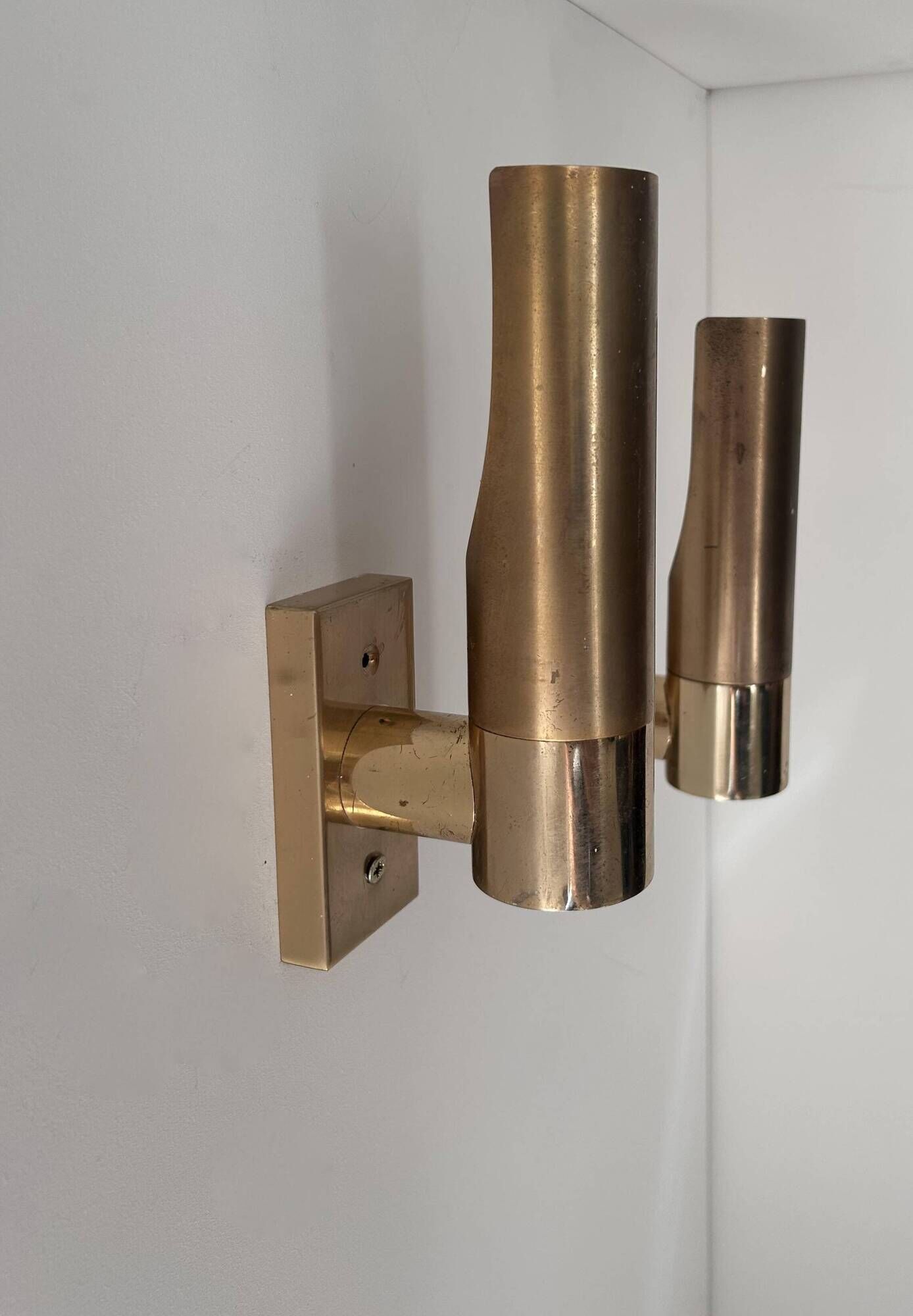 Pair of vintage adjustable wall lights, brass, France 1960