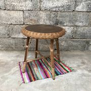 Guerdon vintage children's coffee table in rattan wit old rattan wicker bohemian 1950