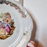 Large serving plate with romantic Frangonard scene with 24 carat gold