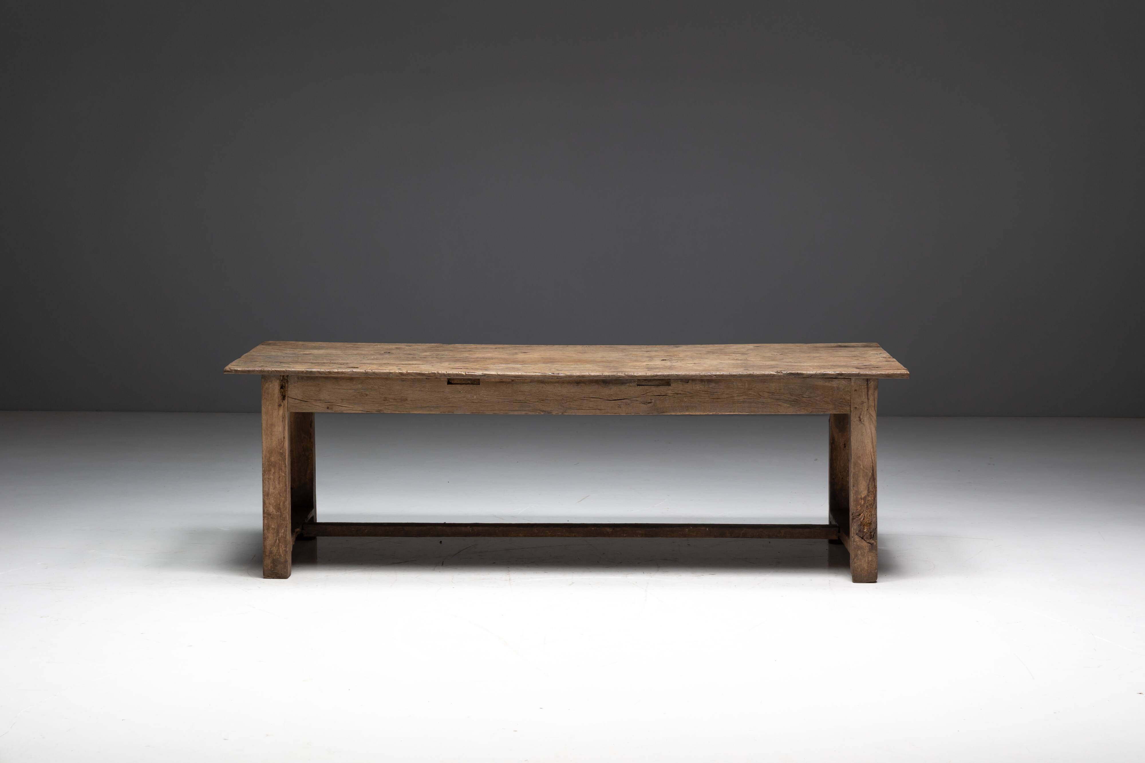 Rustic farmhouse dining table, France, 19th century