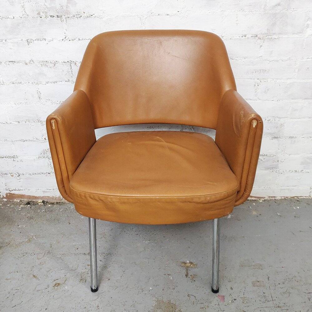 Deauville Leather Armchairs by Marc and Pierre Simon for Airborne, 1960s