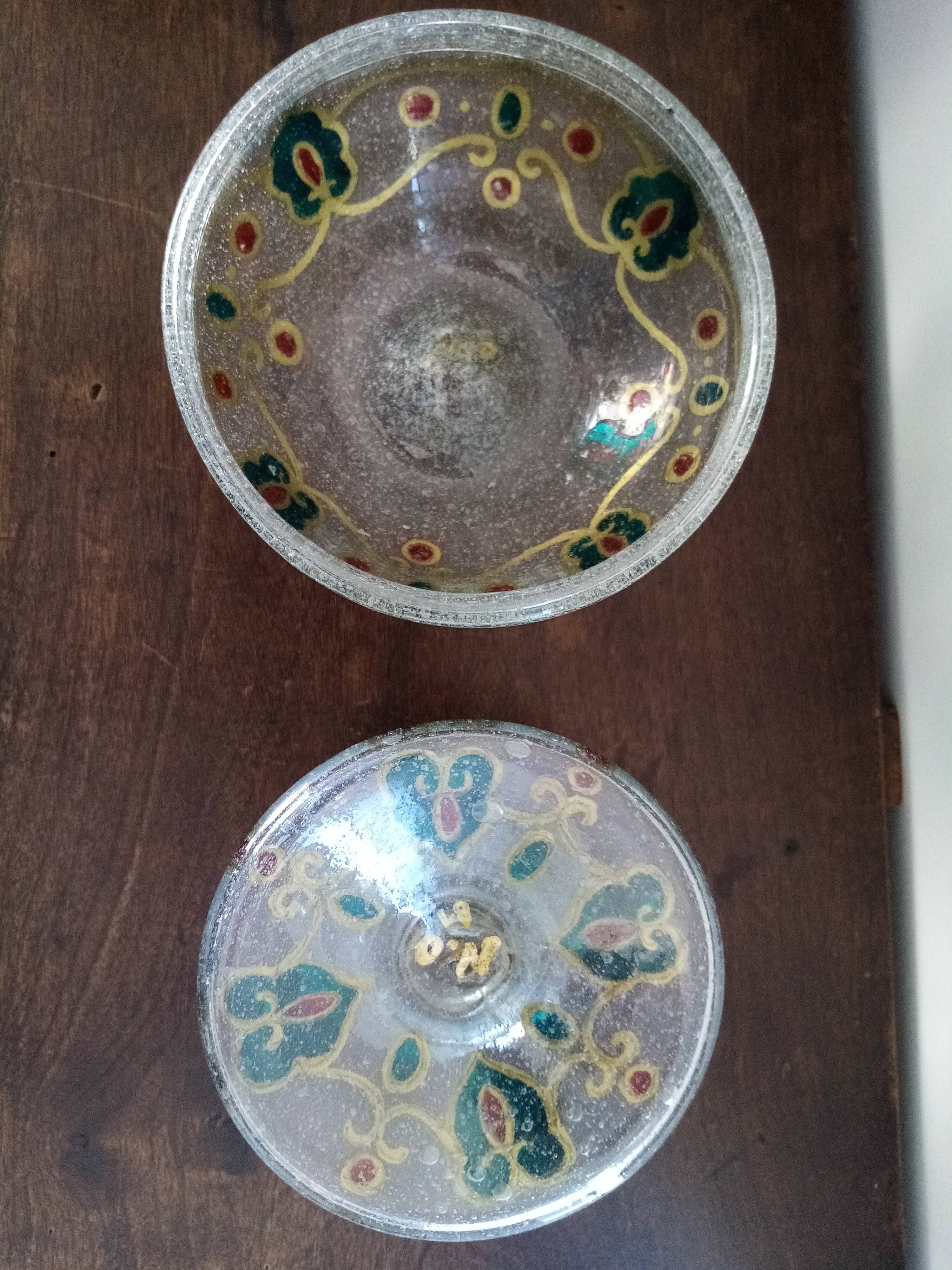 Old empty pocket biot glass cup