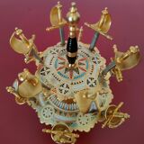 12 aperitif spades in the shape of swords on tray by Toledo Spain 70's