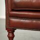 Cognac-coloured cow leather Chesterfield armchair in English style