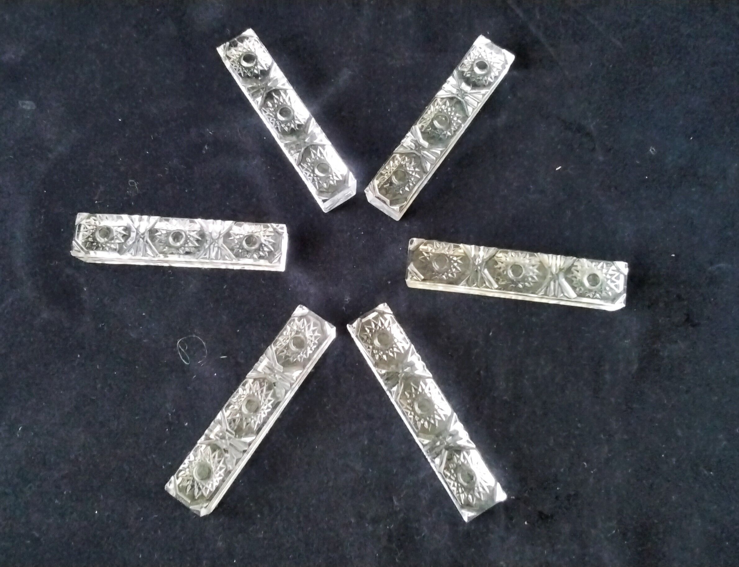 6 rectangular lead crystal knife rests