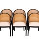 Chaises de salle à manger Ward Bennett en bois et en rotin, ensemble de 6