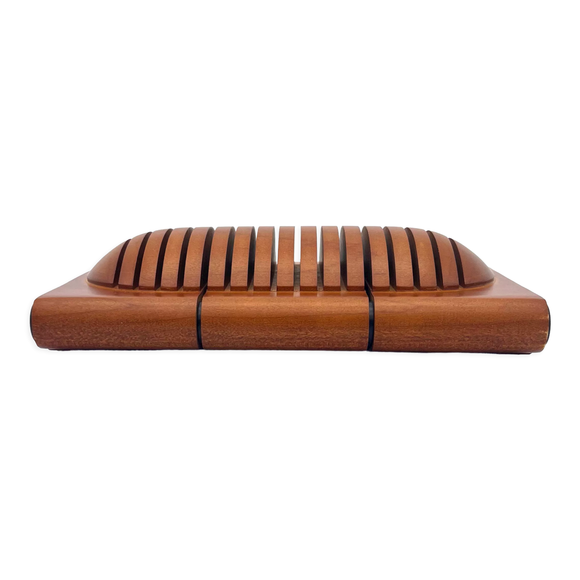 Porte cartes de visites en teck, design Edwood, made in France (circa 1980)