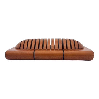 Porte cartes de visites en teck, design Edwood, made in France (circa 1980)