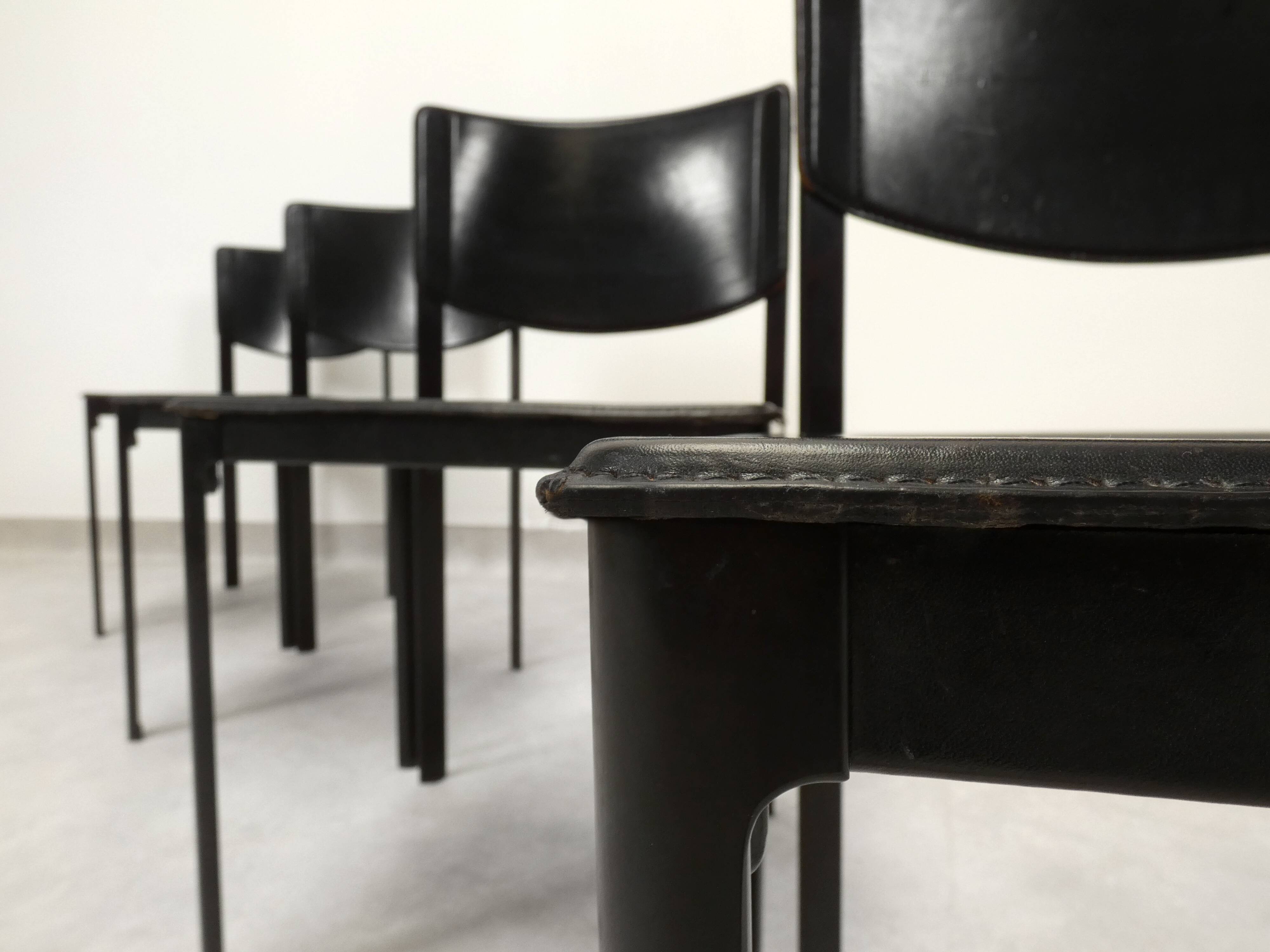 Matteo Grassi black leather dining chairs