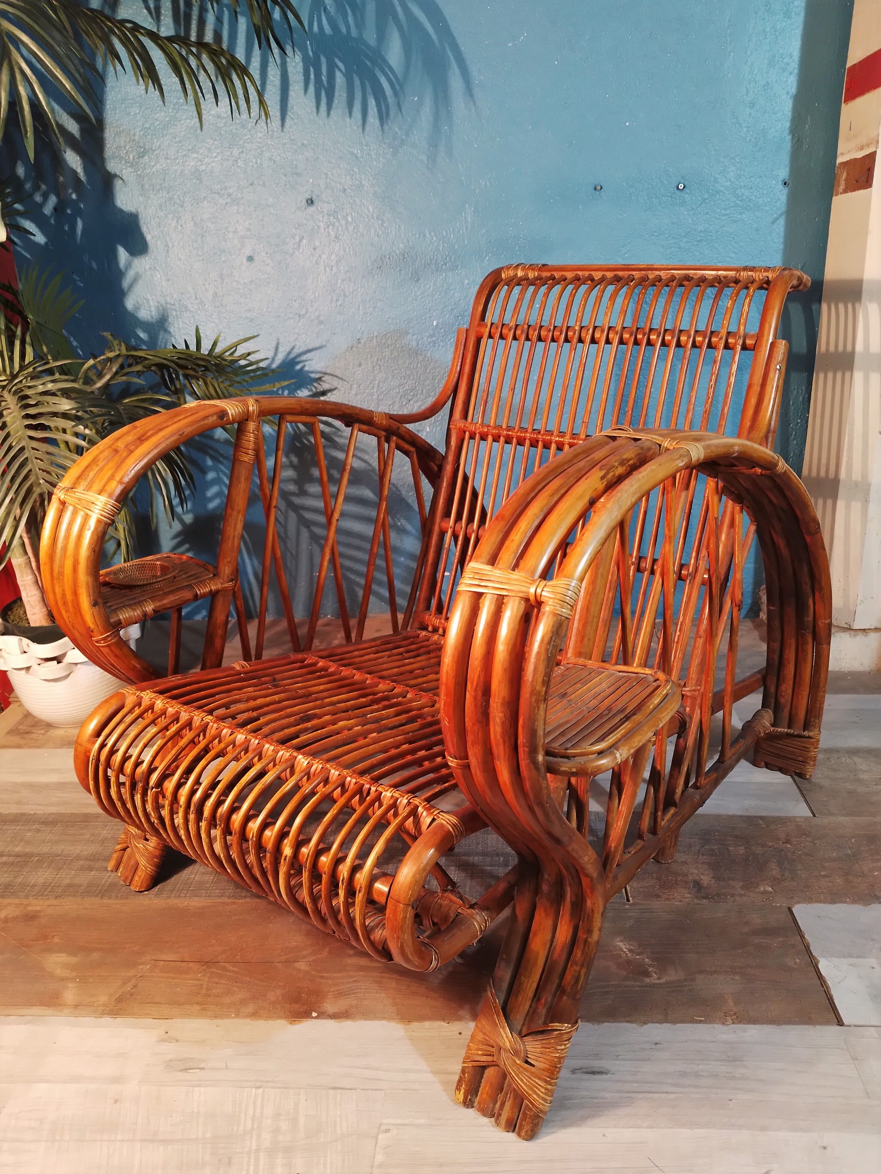 Bamboo armchairs Indochina 1940s
