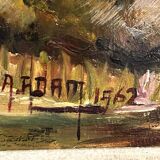 Oil on panel View of a village in the South of France signed A. Adam 1962