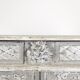 Louis XIII buffet with twisted column in grey patinated oak, two doors, two drawers.