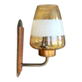 Danish Modern teak wood and glass wall sconce light