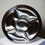 Large compartmented stainless steel hors d'oeuvre platter by Guy Degrenne, France, vintage.