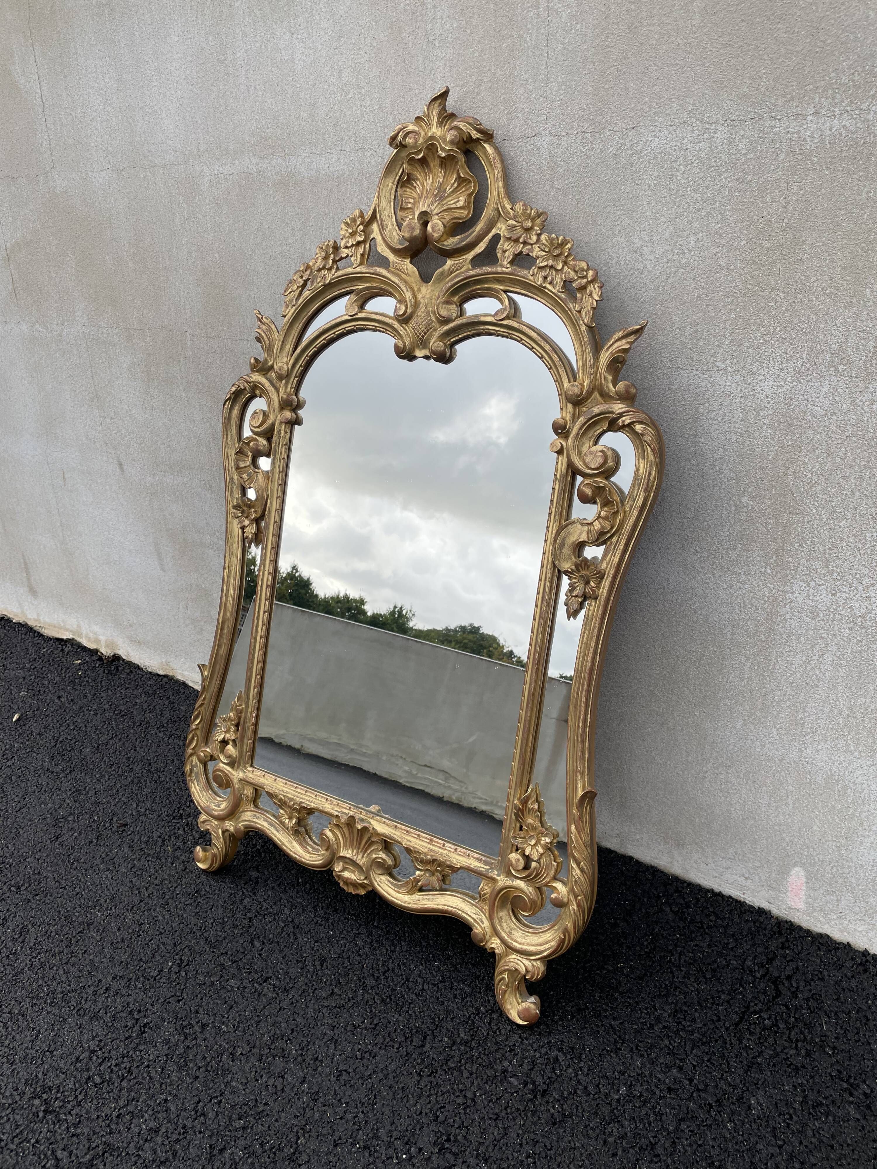 20th century gilded wooden mirror with bezels h120 x l71