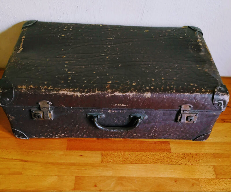 Chocolate vintage cardboard suitcase
