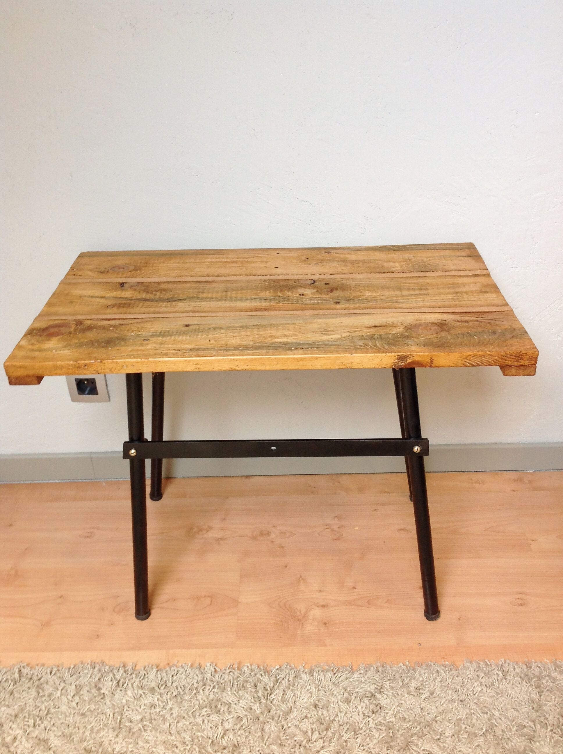 Wooden and metal side table industrial style 6070s