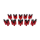 Set of 10 mid-century red and chrome wall lamps by Stilnovo, Italy 1970s