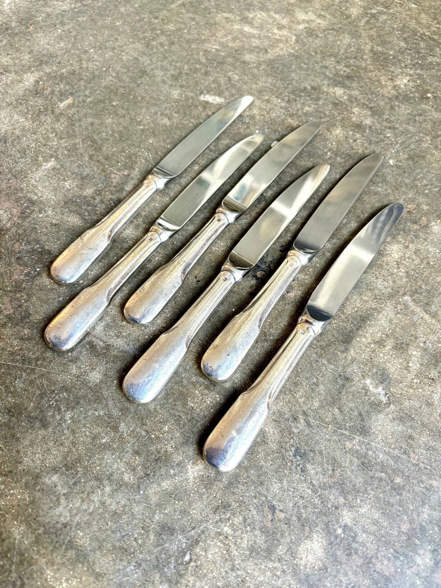 6 Guy Degrenne dessert knives in silver metal